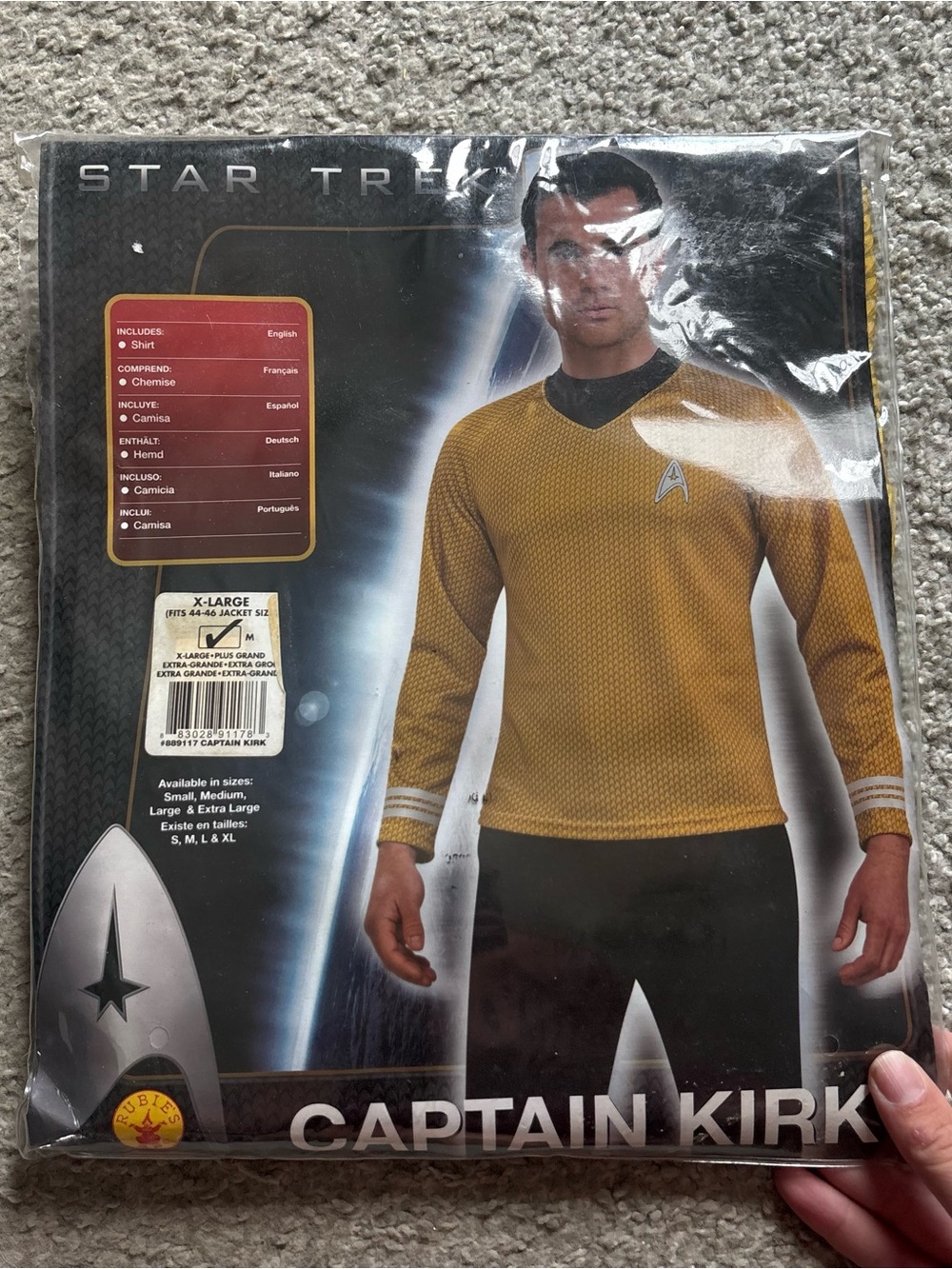 Star Trek Men's Long Sleeve Gold Command Shirt Captain Kirk Costume NEW XL